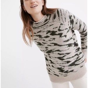 MADEWELL Thornton Mockneck Pullover Sweater S Animal Print Alpaca Blend NC653